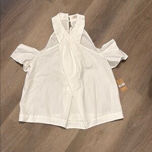 Women's White High Neck Top